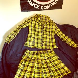 Yellow plaid skirt and shirt